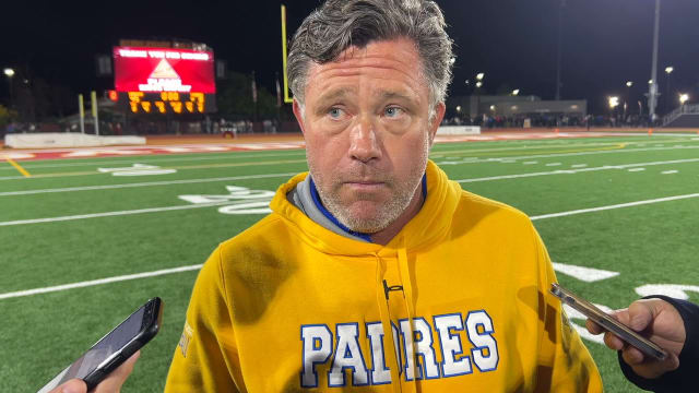 Serra coach Patrick Walsh  after 45-0 loss to Bosco Dec 10 2022 Saddleback College